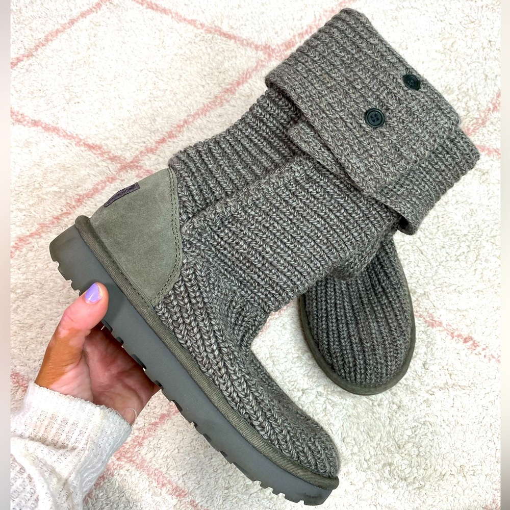 UGG Gray Knit Button Boots